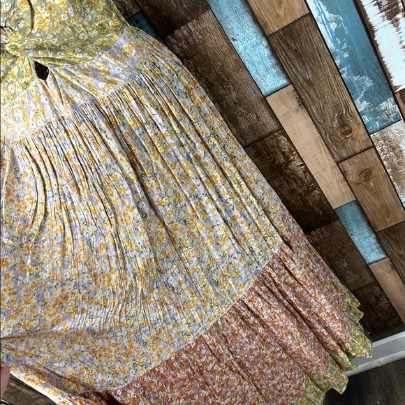 Angie Green and Yellow Textured patchwork Dress - Picture 5 of 16